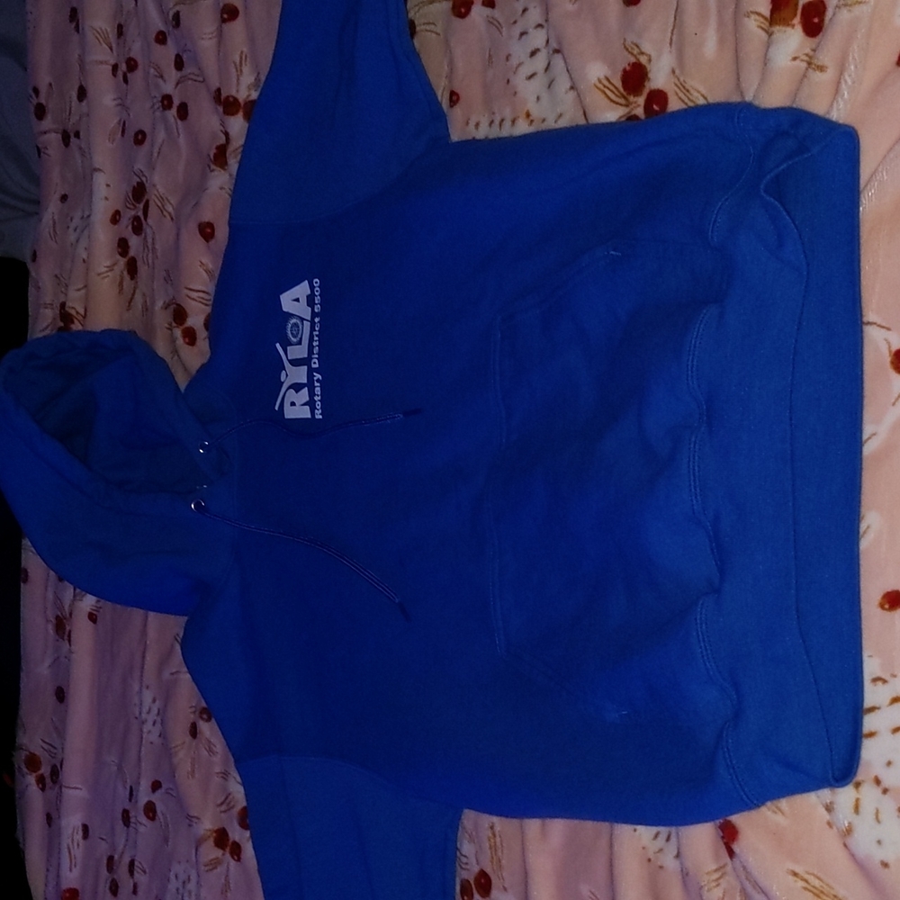 bright blue hoodie